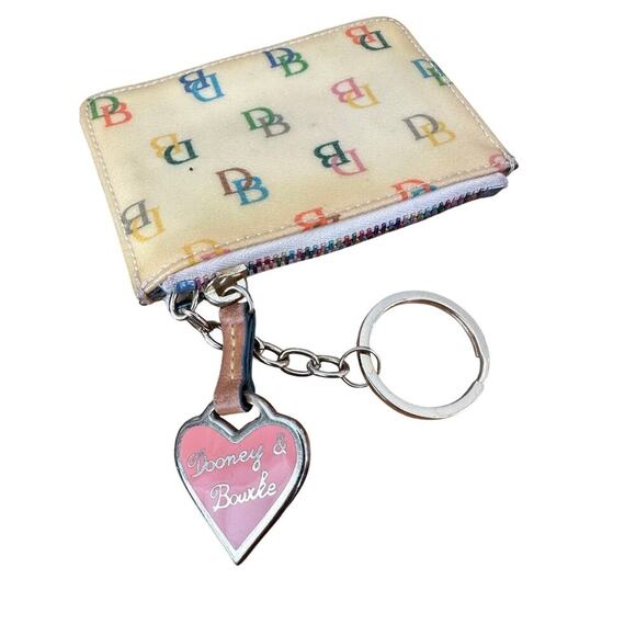 Vintage Dooney & Bourke Zipper Coated Canvas Leather Key Ring Coin Pouch - Picture 1 of 6